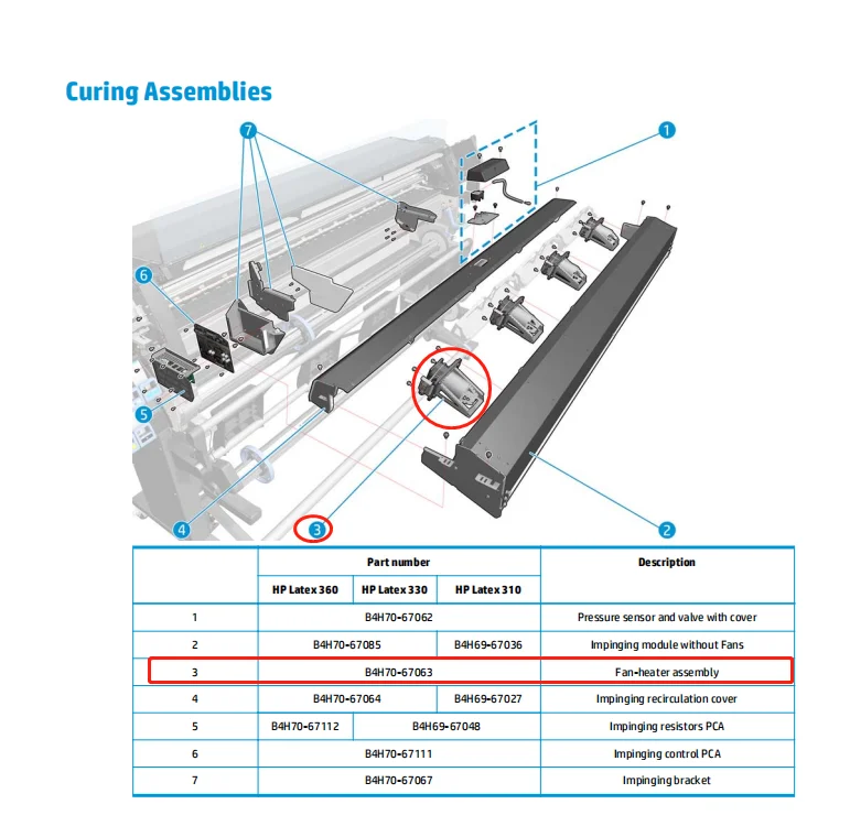 Choose Type A or B B4H70-67063 Fan Heater Assembly USED Fit for Designjet LATEX 310 330 360 370 335 365 375 Only Printer POJAN