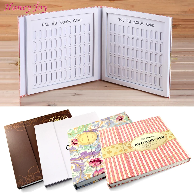 

1 pc Pro 120 Colors Cartoon/Brown/Flower/Pink Stripe Pattern Nail Gel Polish Display Card Book Chart for Nail Art Salon