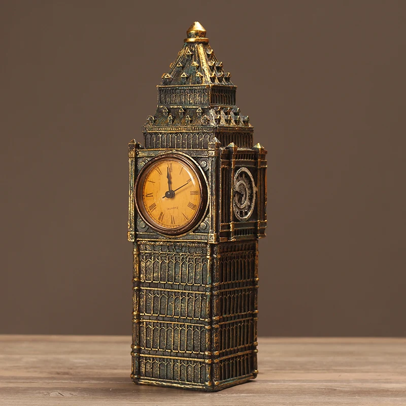 European do old fashioned retro building desk clock Classical architecture decoration clock