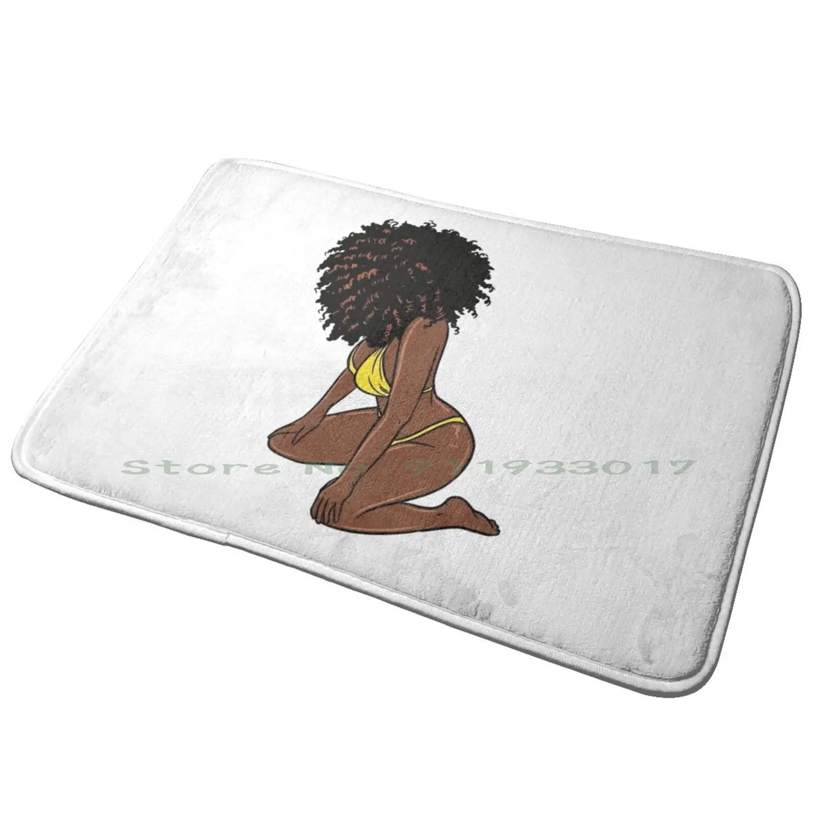 Melanin Poppin Afro Curls Goodess Entrance Door Mat Bath Mat Rug Black Power Black Girl Magic Feminism Black Pride Female