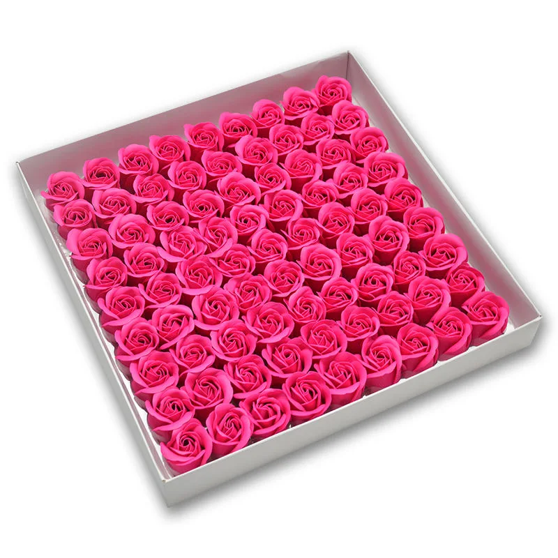 81pcs Three-Layer No Flower Base Rose Soap Flower Head Decoration Flower Box Wedding Bouquet Valentine'S Day Artificial Flower