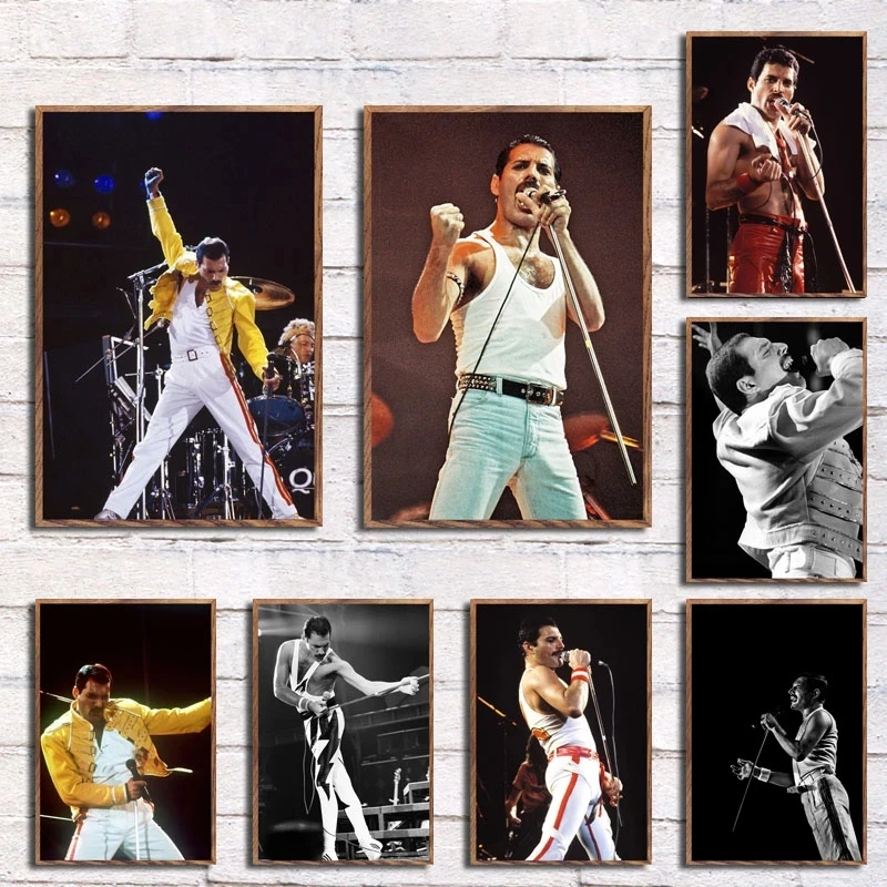Freddie Mercury Queen Legendary Singer Rock Music Singer Art Painting Silk Canvas Star Poster Wall Stickers Living Home Decor