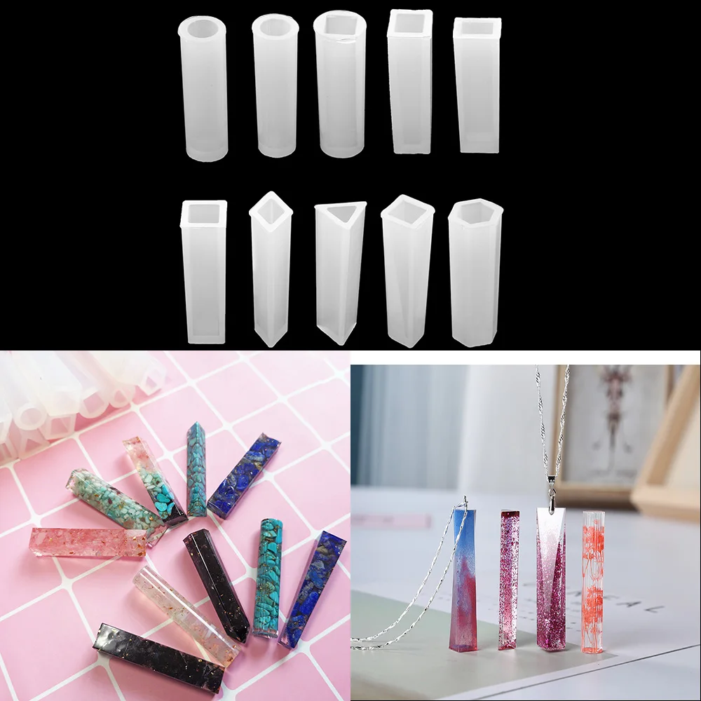 11 Style Cylindrical Cuboid Crystal Epoxy Resin Mold For Necklace Pendant Epoxy Resin Mold DIY Jewelry Making Findings Supplies