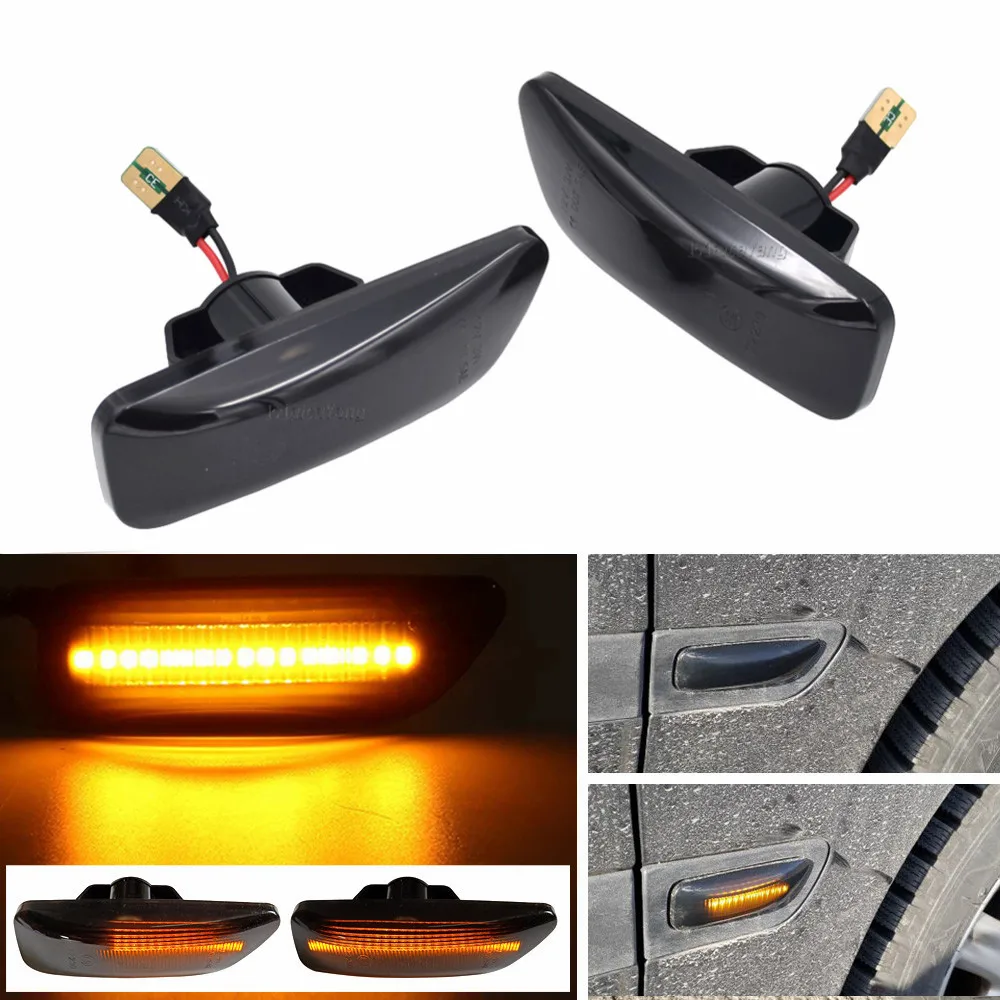 2 Pieces For Volvo S60 S80 V70 XC70 XC90 Dynamic Amber LED Flowing Front Side Marker Turn Signal Light 30722641 30722642