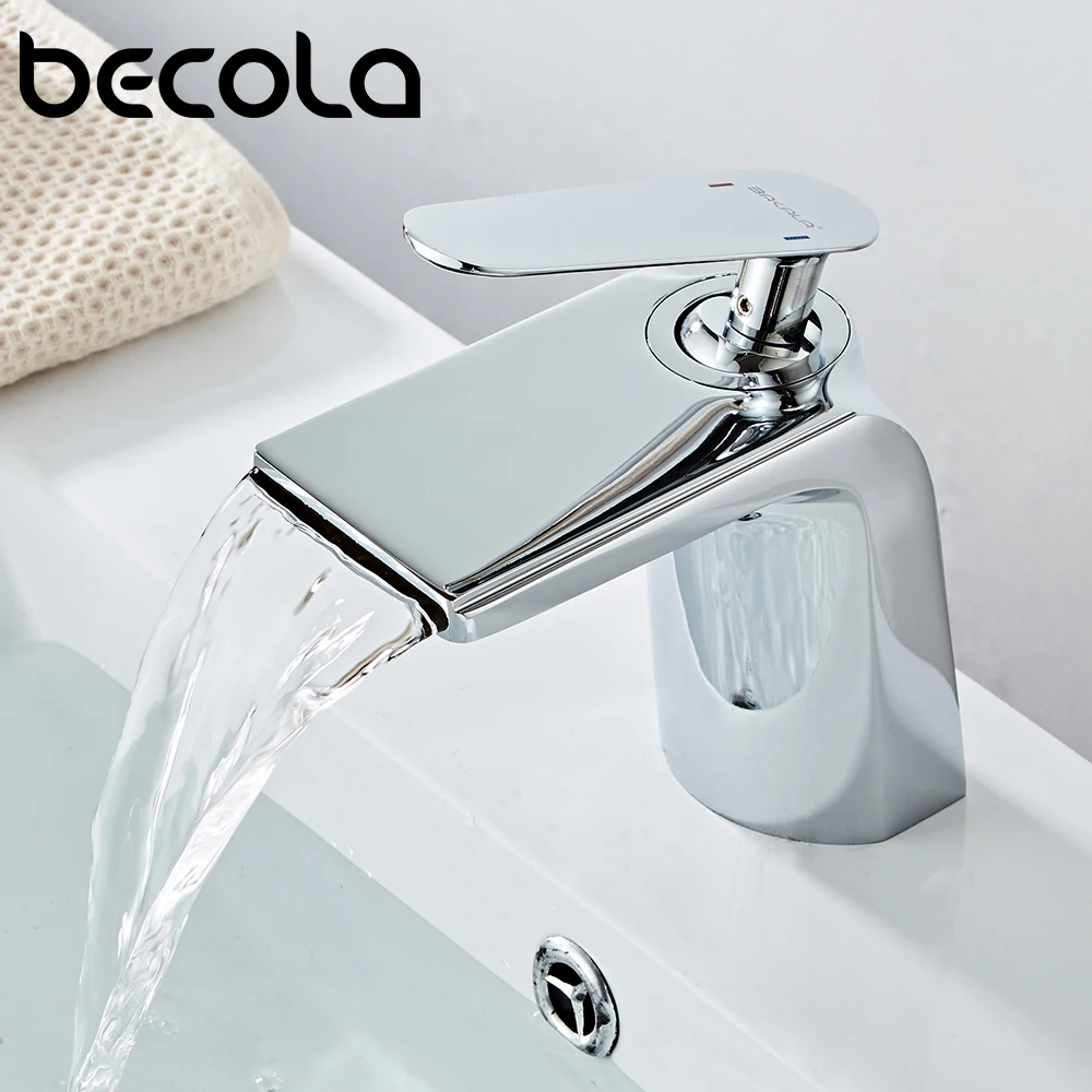 

Becola Single Handle Basin Faucets Brass Black/Brushed Bathroom Taps Water Sink Creative Deck Mounted Mixer Tapware For Bath