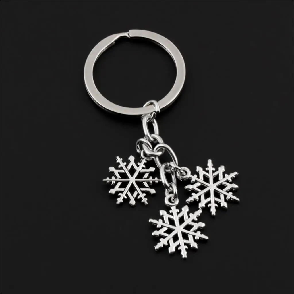 1Pc Lovely Christmas Snowflake KeyChain Snow Flake Key Chain Ring Purse Pendant For Classic Lovers\' Gift Jewelry E2383