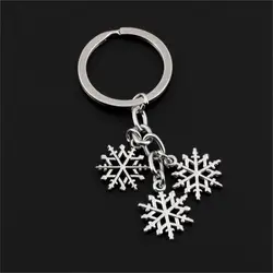 1Pc Lovely Christmas Snowflake KeyChain Snow Flake Key Chain Ring Purse Pendant For Classic Lovers' Gift Jewelry E2383