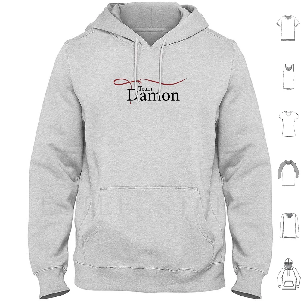 Team Damon Hoodie Long Sleeve Tvd Elena Damon Salvatore Stefan Jeremy Bonnie Caroline Tyler Vampire Blood Salvatore Stelena