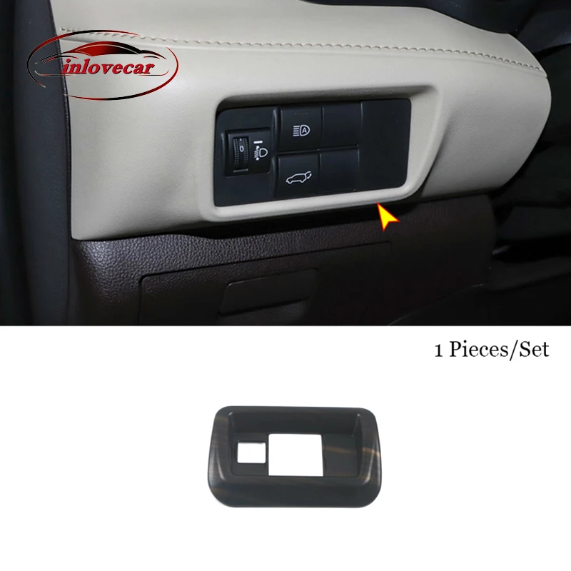 

1 PCS ABS Wood grain Car Headlamps Adjustment Switch Cover Trim for Toyota Highlander 2020 2021 2022 Interior Accessories