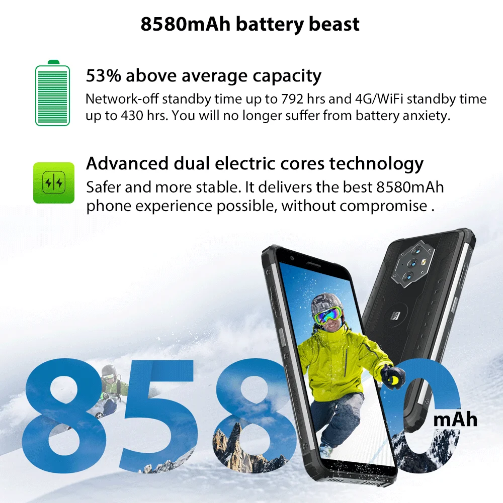 Imagem -02 - Blackview Bv6600 Ip68 Impermeável 8580mah Áspero Smartphone 4gb Mais 64gb 5.7 Android Android Android 10.0 Octa Núcleo 4g Nfc Grande Bateria Celular