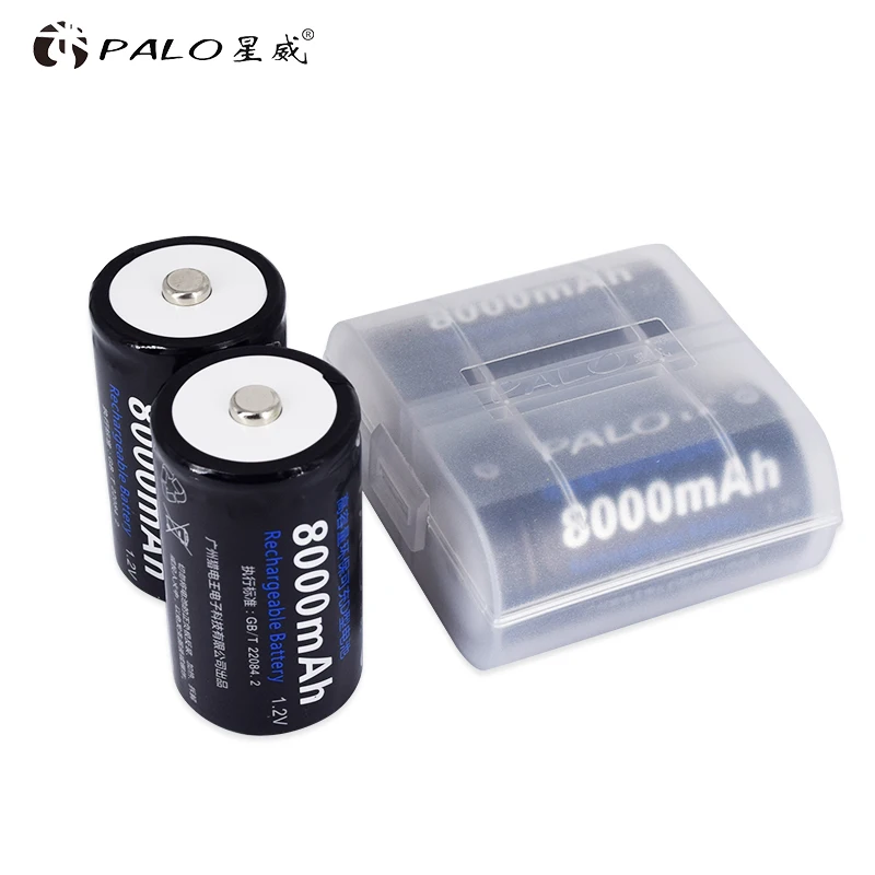 PALO 4 stücke 1,2 V 8000mah wiederaufladbare D größe batterie nimh typ D LR20 batterie + LCD AA AAA SC C D akku ladegerät