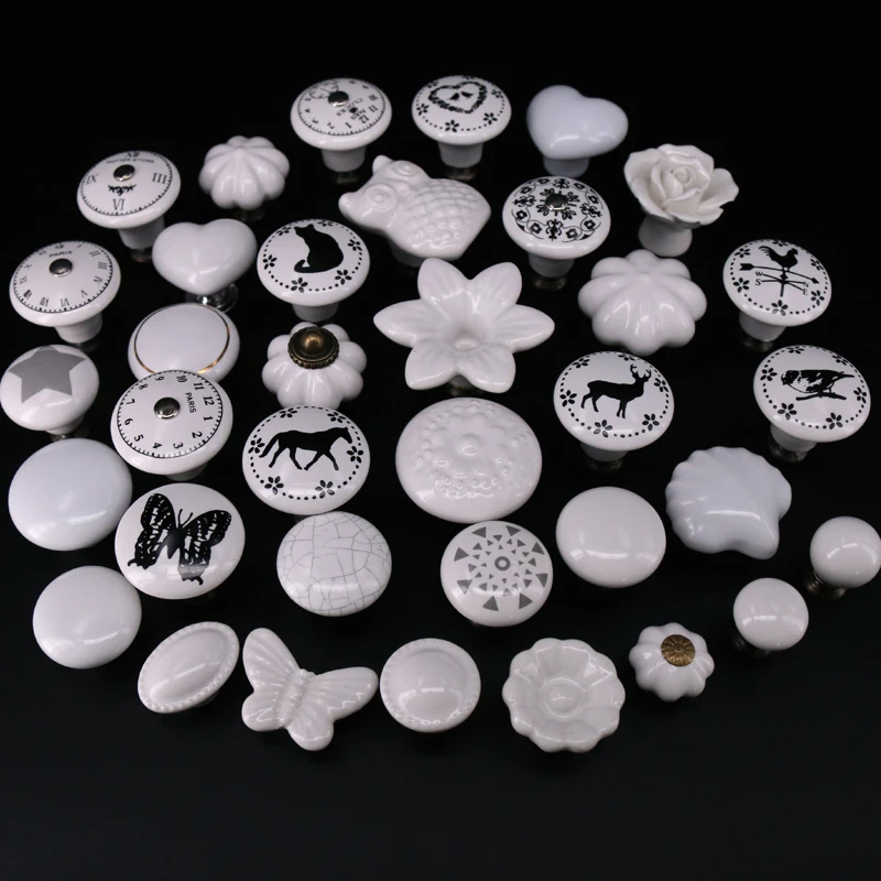 1x Classic White Porcelain/Ceramic Drawer Pull Knob Cabinet Cupboard Door Handle Knob