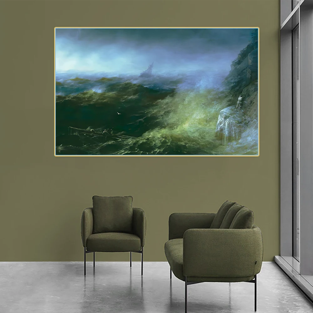 

Citon Ivan Aivazovsky《Tempest on the Black sea》Canvas Oil Painting Artwork Poster Picture Wall Decor Home Interior Decoration