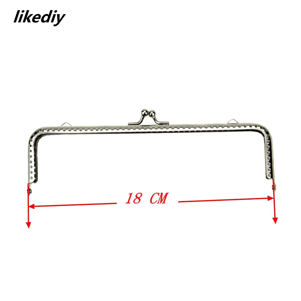 1 Piece Square Glossy Silver Basic Metal Purse Frame Kiss Clasp Lock DIY Bag Accessories 8.5/10.5/12.5/15.5/18 CM