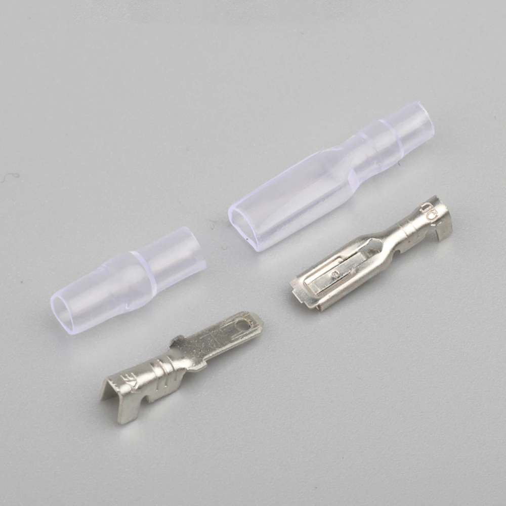 50Sets(200pcs) 2.8mm Wire Connectors Crimp Terminals Crimp Female/Male Spade Terminals With Transparent Insulating Sleeves 2.8