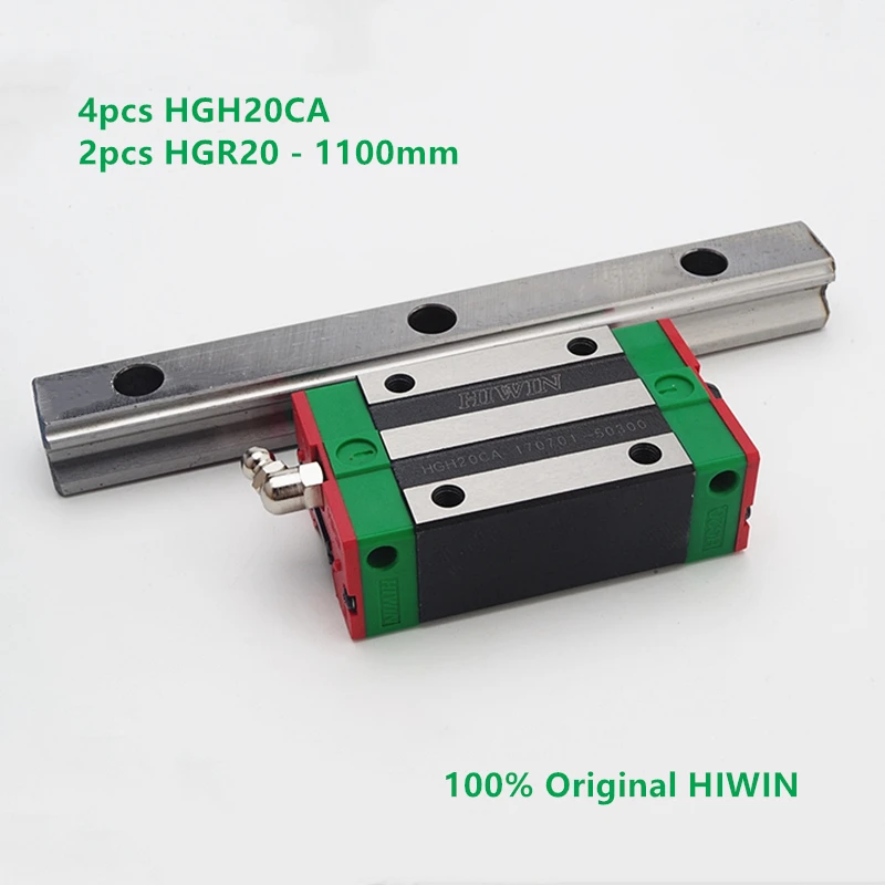 

2pcs Original HIWIN HGR20 -1100mm Linear Guide Rail + 4pcs HGH20CA linear carriage slide blocks