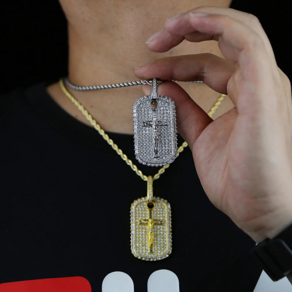 2026 New Cross Jesus Charm Pendant Necklace HipHop Iced Out Bling 5A Cubic Zirconia Punk Cool Men Boy Fashion Rope Chain Jewelry