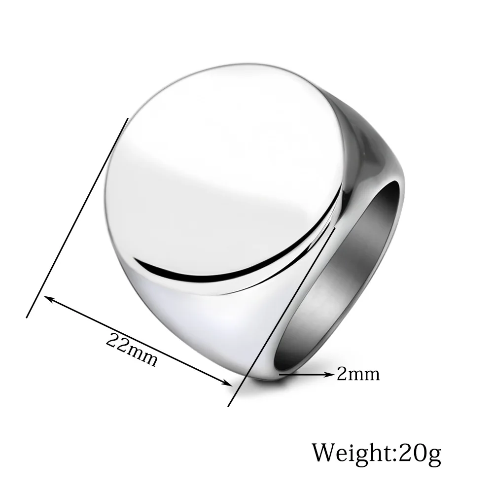 Customized Signet Ring for Women Stainless Steel Gold Rings Round Personalized Engrave Logo Name Photo Anniversary Memorial Gift
