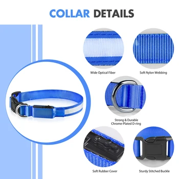 MASBRILL Dog Collar Luminous Pet Supplies Dog Collar Waterpoof Safety Collars dropship No Logo 5