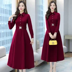 Women Dress New Female Spring Autumn Long Sleeve Dresses Middle-aged Female Fashion Dress Mujer Vestidos C