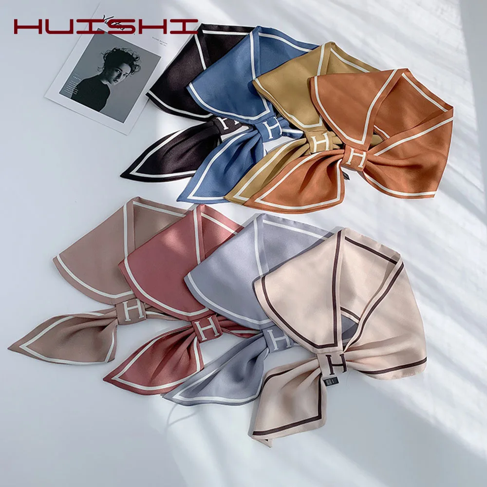 HUISHI Woman Scarf Neck Bag Strap Silk feeling Polyester Scarf New Arrivals Print Ribbon Scarfs Women Small Bag Ribbon Fashion