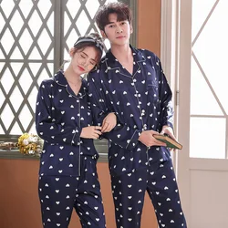 FZSLCYIYI-Conjunto de pijama de seda suave para hombre y mujer, ropa de dormir Unisex, de manga larga
