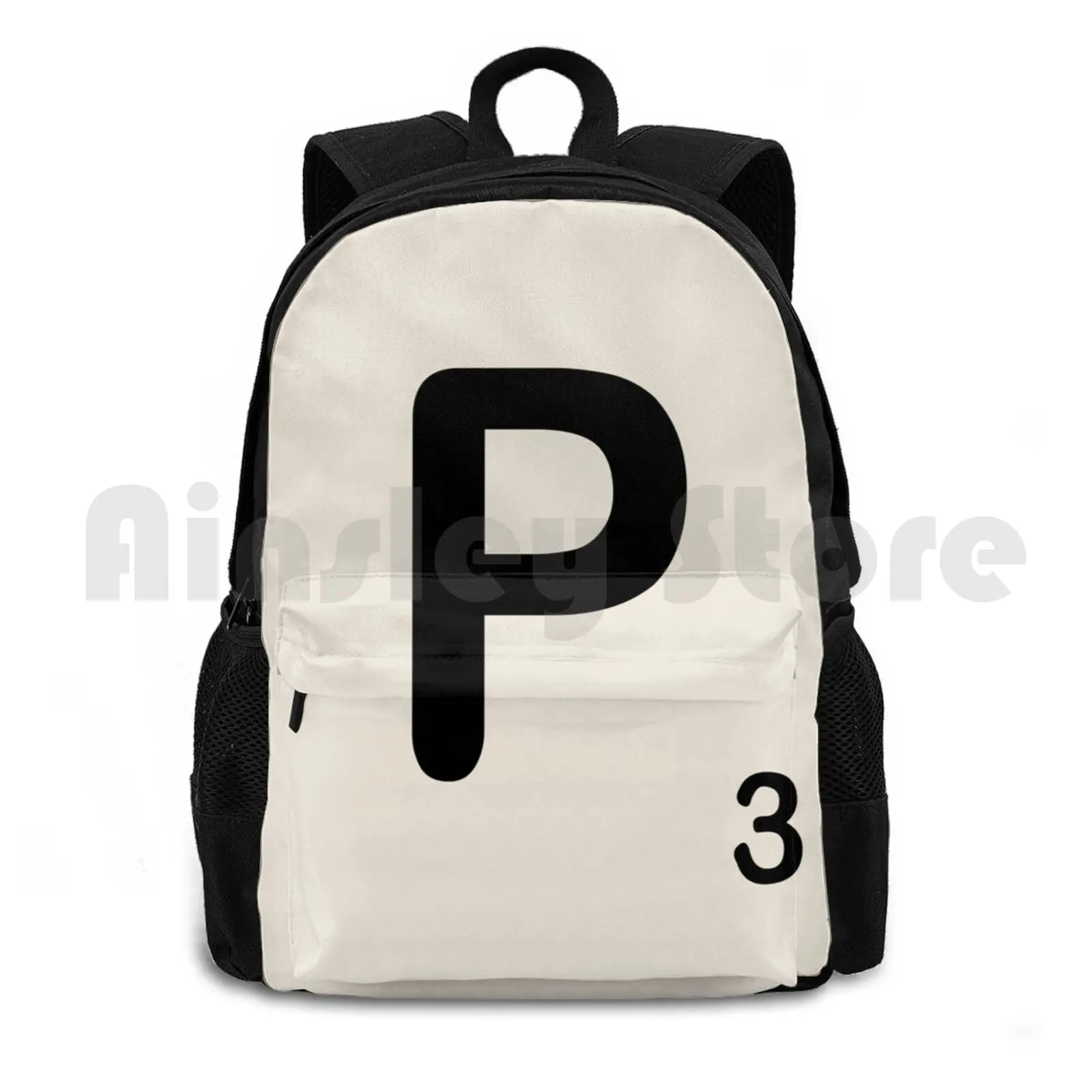 Scrabble Tile P Outdoor Hiking Backpack Waterproof Camping Travel Scrabble Tile Letter Letters Spell Geek Geeky Nerd Nerdy Game