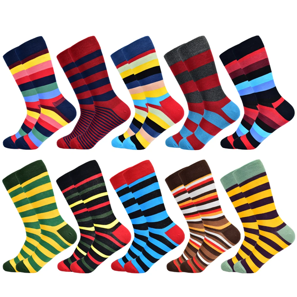 Men\'s Socks New High Quality Brand Classic Striped Socks Combed cotton Colorful Happy Fashion Casual harajuku Socks Men