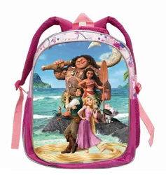 Mochila Moana para niños pequeños, morral escolar de dibujos animados, color rosa, 12/16 pulgadas, regalo escolar