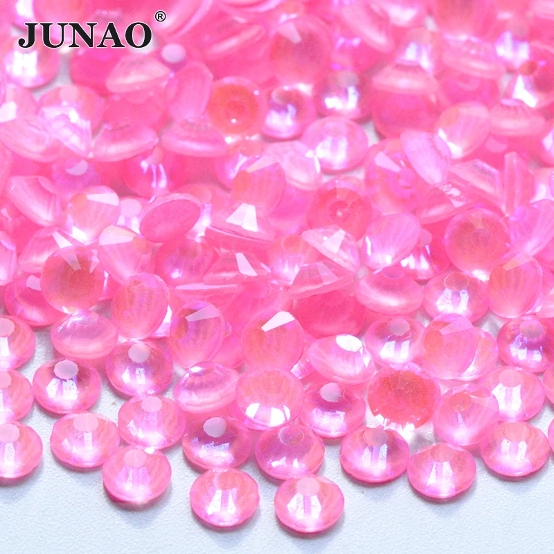 JUNAO SS6 16 20 30 Luminous Glass Nail Rhinestone Glow In Dark Neon Candy Color Crystal Stone Stickers Flat Back Strass Applique