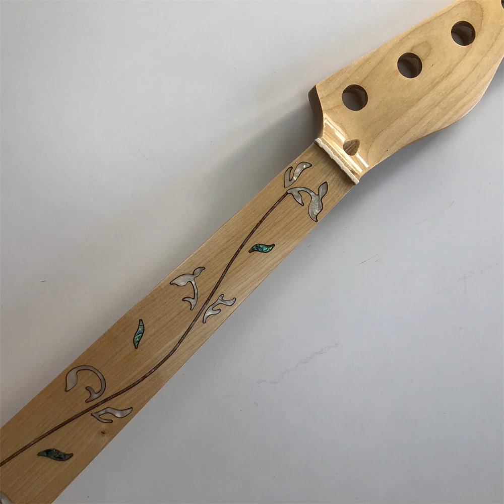 

Fretless Electric Bass Neck 20Fret 34inch Maple Fingerboard Vine Inlay Nut 38mm Gloss 4String