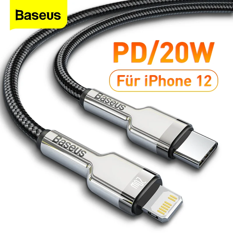 Baseus PD 20W USB Type C Cable for iPhone 12 11 Pro Max X Xr Xs 18W Fast Charging Charger USBC Cable for iPad Type-C Data Cord