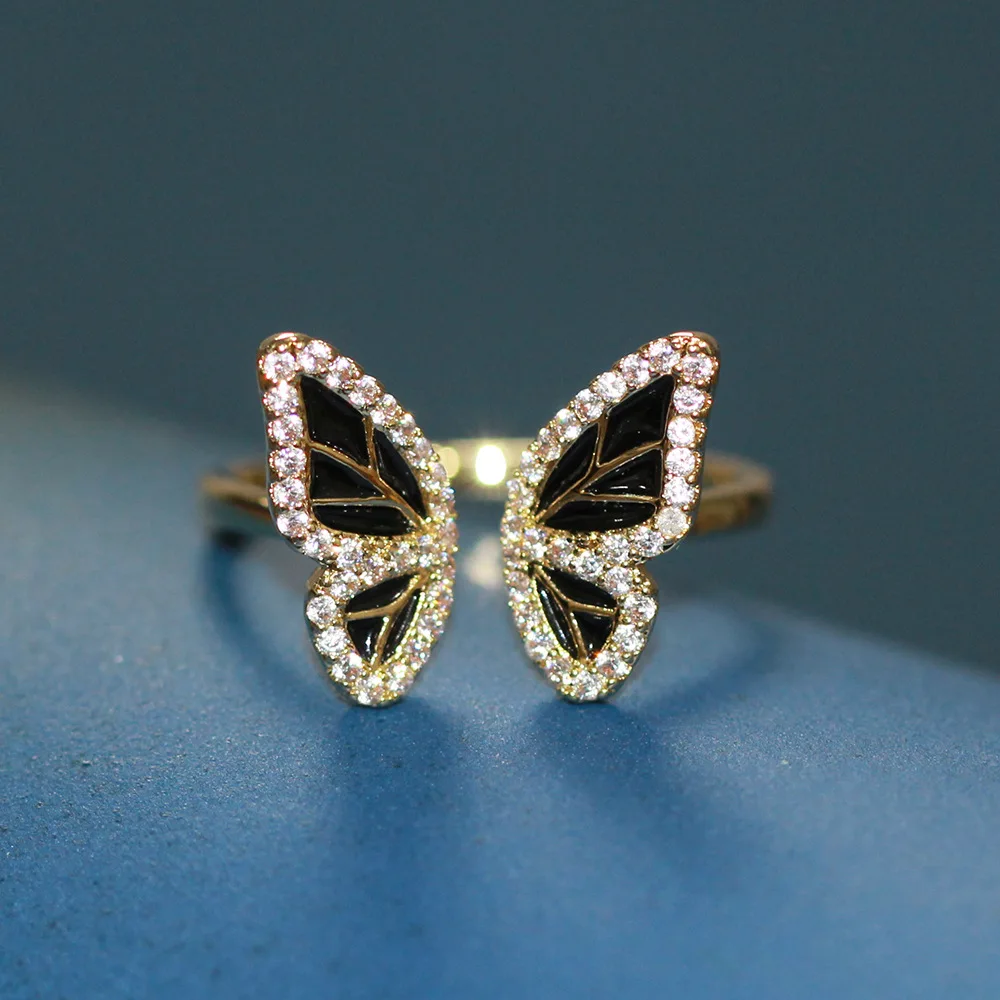 

Fashion Gold Plated Butterfly Ring Simple Opening Adjustable Animal Ring Elegant Women's Party Jewelry Valentine's Day