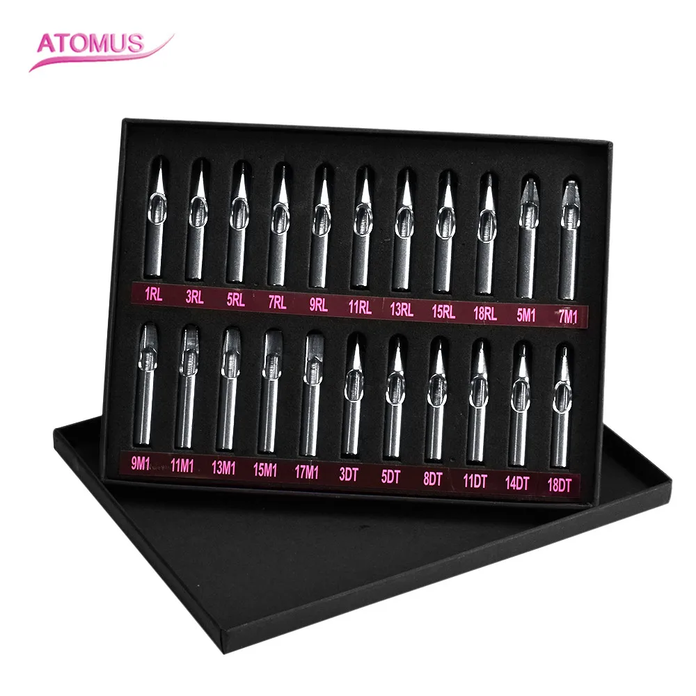 

22PCS Tattoo Nozzle Tips Set Round Diamond Magnum DT RT FT Kit Stainless Steel Assorted Tatoos Grip Temporary Tattoo Supply