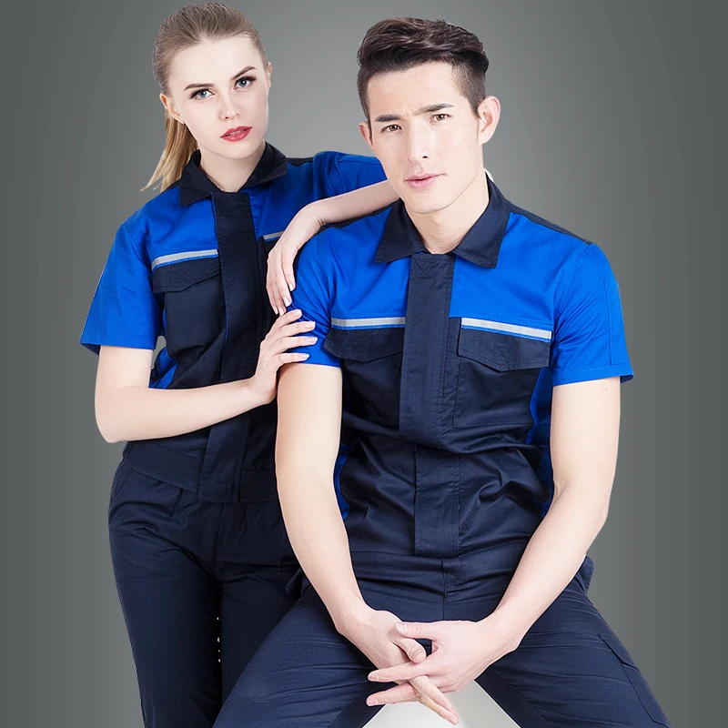 Summer Work Clothes Men Houseworker Coverall Workmen Uniform Car Repairman Workshop Summer Safety Working Hi Vis Mechanical Suit