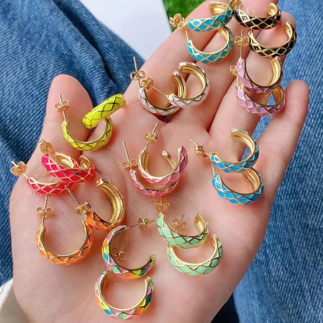 

5 пар, новые модные эмалированные серьги-гвоздики для женщин, корейские милые круглые серьги, модные ювелирные изделия Brincos