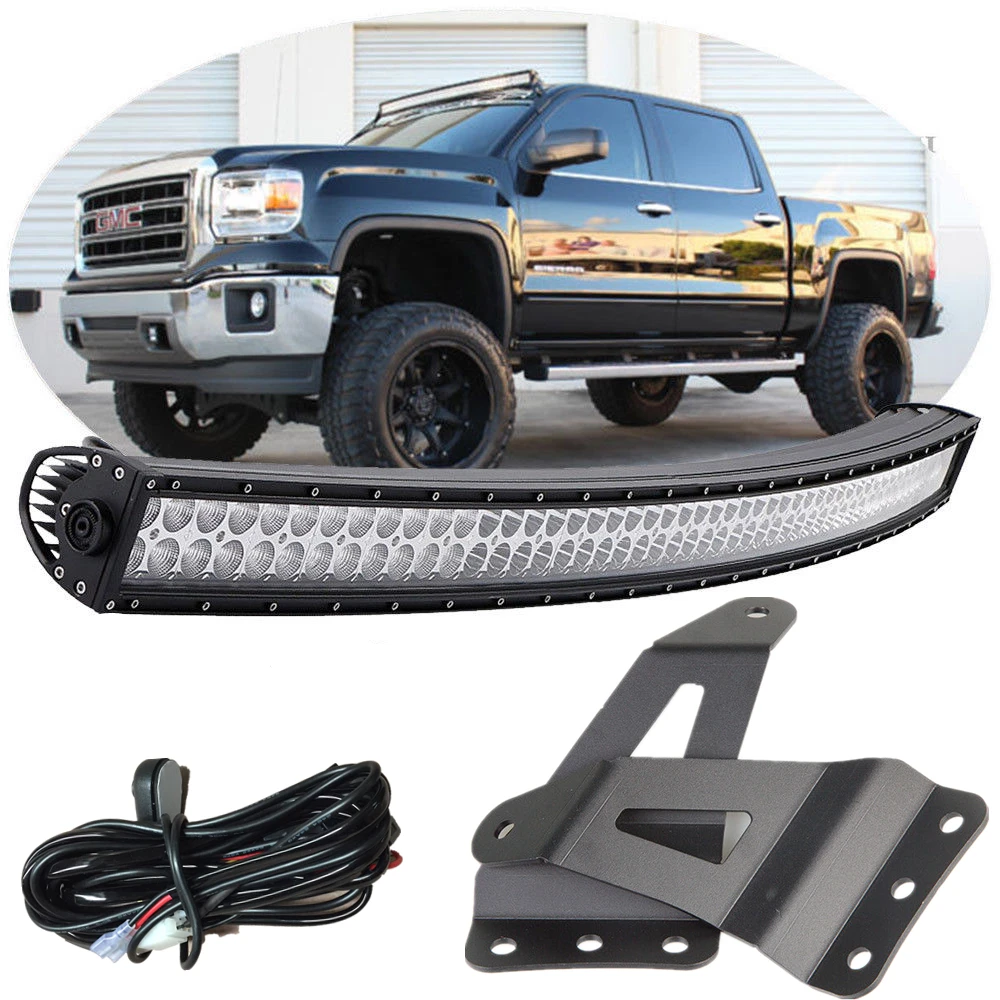 For 2007-2013 Chevy GMC 50'' Curved Led Work light bar Roof Mounting Bracket Set With Free Wire Harness