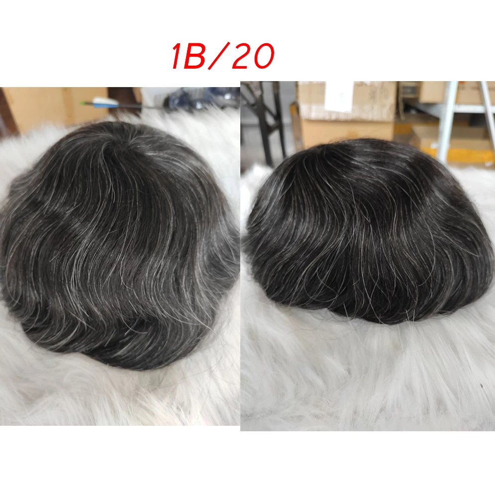 Eseewigs European Remy Hair Wig for Men Straight Toupee Mixed 20% Grey Hair Wigs 10x8 Whole Skin PU Men's wig