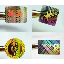 Custom Gold Holographic Anti-Counterfeit Void Broken Sticker Label 3D Design Circle and Oval Security Stickers