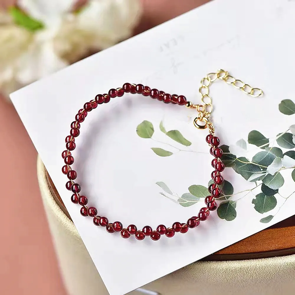 Natural Red Garnet Bead Bracelet For Women Natural Stone Handmade Charm Bracelets Yoga Meditation Jewelry Friendship Gifts