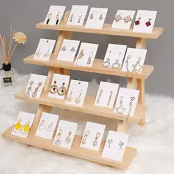 Wooden Earrings Jewelry Storage Stand Display DIY Organizer Ring Necklace Rack Ear Stud Holders Wood Base Props Wholesale Gifts