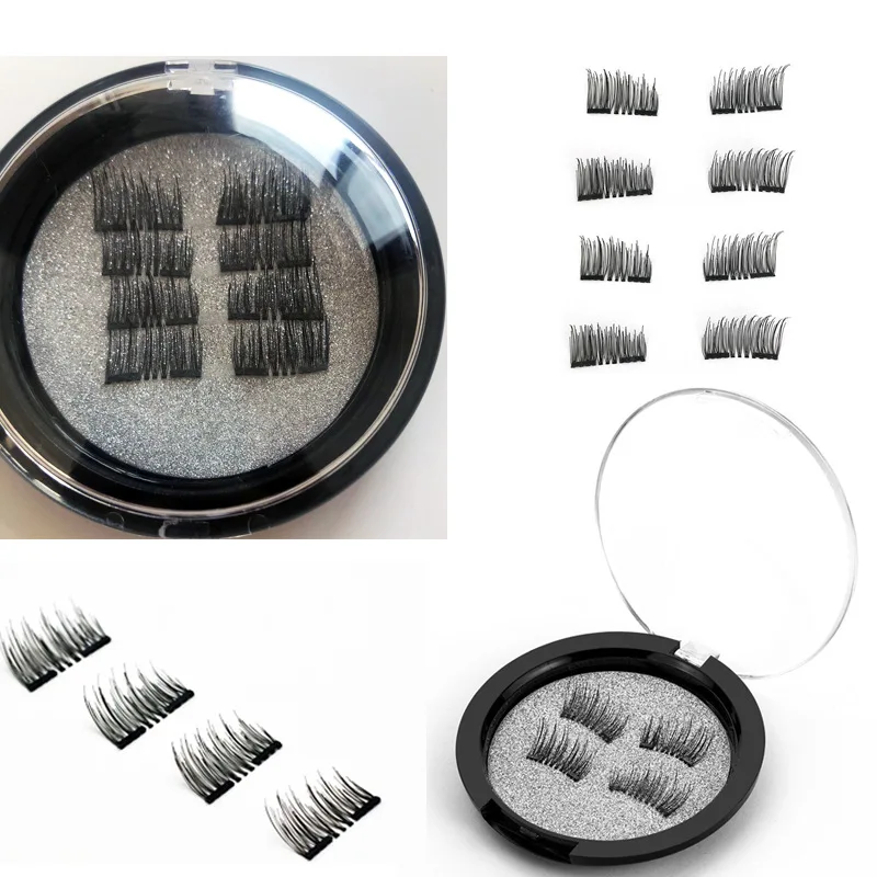 4/8pcs Magnetic Eyelashes Half Eye 2 Magnet Lash Applicator Kit Natural Crisscross Reusable 3d Mink Fake Eyelash Extension