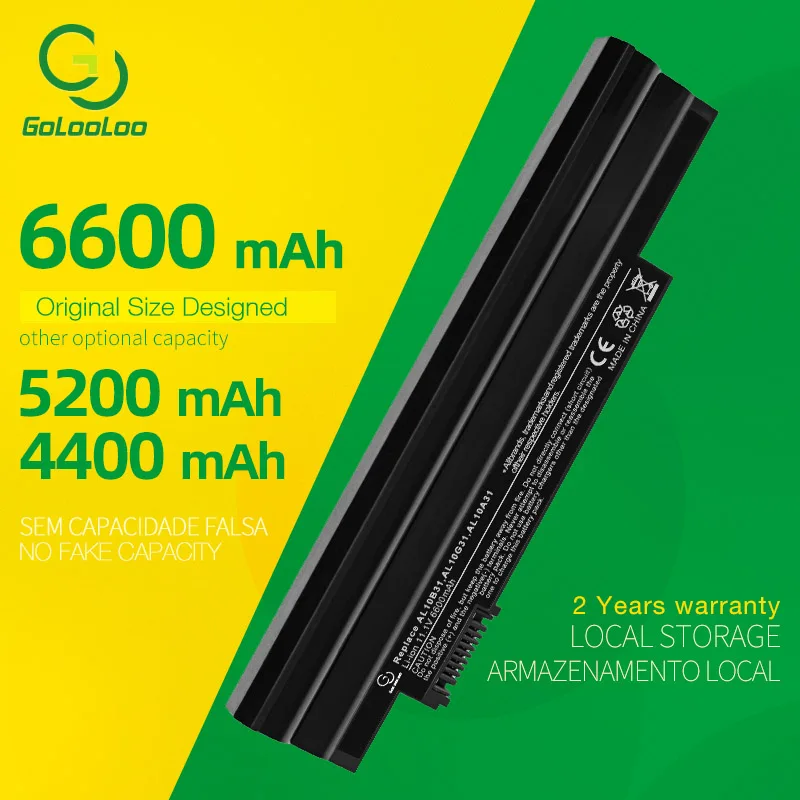 Golooloo – batterie d'ordinateur portable 6 cellules pour Acer Aspire One 360 (D260) 522 AOD255 AOD257 AOD260 D255 D255E D257 D260 D270 E100 happy