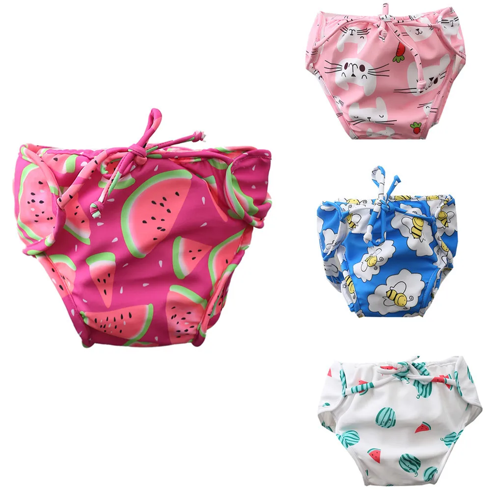 HappyFlute One Piece Cute Prints Adjustable Soft Hook&Loop Waterproof Leak Proof Double Safety Gussets Nappy Baby Swimming Pants