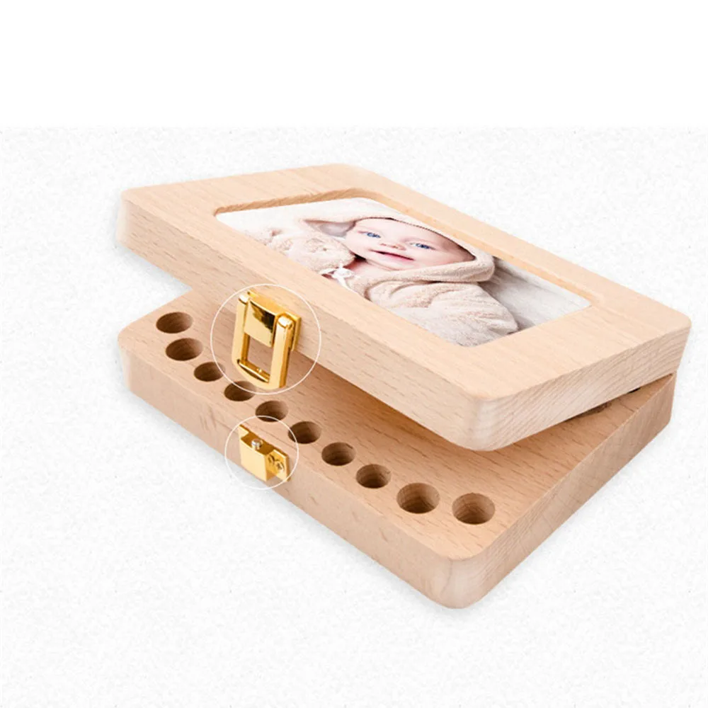 Baby Holz Zahn Box Milch Zähne Haar Organizer Lagerung Sammlung Junge Mädchen Souvenir Fall Andenken Souvenir Geschenk für Kinder