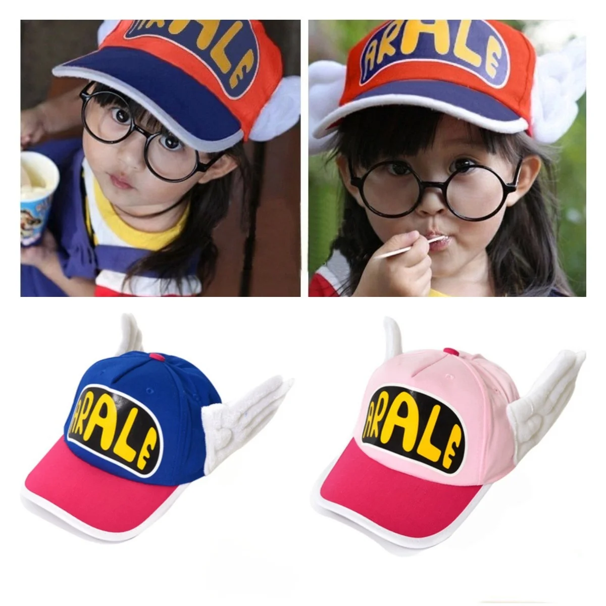 

Adult children anime dr.slump Cosplay cap alare angel wing hat embroidered printed cartoon baseball cap