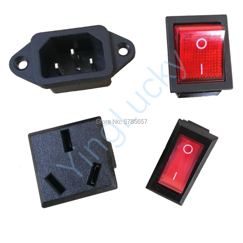 

Square Power Switch for Arcade Cabinet, 3-hole Power Socket, Doll Machine Accessories, Coin Operated Games, 2 Pin, 4 Pin, 220V