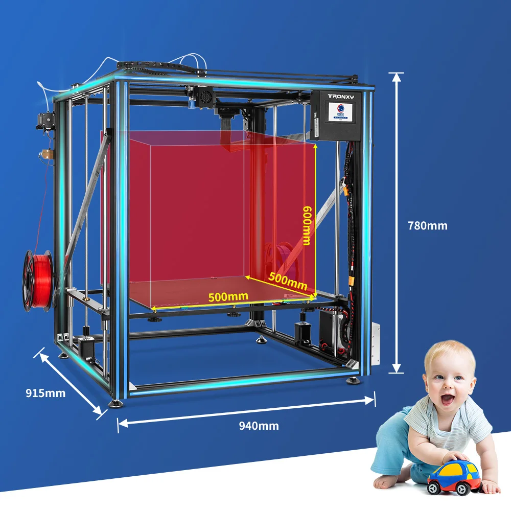 TRONXY X5SA 500-2E 3D Printer Kit Large Print Size 3d Printer High Precision 2 In 1 Auto- Leveling FDM 3d Printers 500*500*600mm