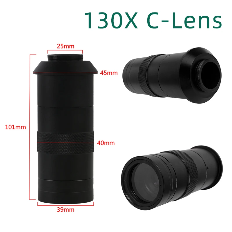 Industry Video Microscope Camera Objective Lens 180 Multiples Adjustable Focus 180X 130X C-MOUNT For HDMI VGA Camera YIZHAN