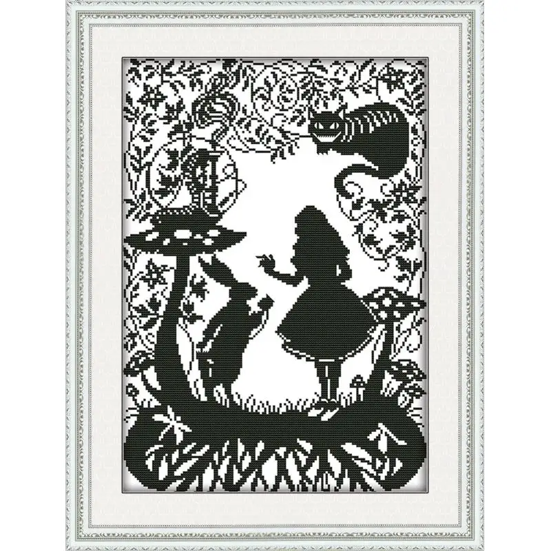 Fiaba Personaggio Dei Cartoni Animati Serie in Bianco E Nero di Stampa Punto Croce Kit 14CT in Bianco E Nero Del Ricamo Kit Principiante Fai da Te